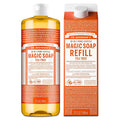 Dr. Bronner's Pure-Castile Magic Soap Liquid- Made with Regenerative Organic Certified Oils- For Body, Face, Hair, Dishes, Laundry, Vegan Bath Soaps for Men & Women, Non-GMO- Tea Tree, 32oz + Refill
