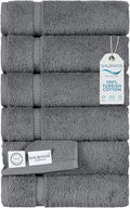 SALBAKOS 100% Turkish Cotton Hand Towel Set of 6 16x30 inch | Heirloom Quality | Hotel & Spa Collection | Ultra Soft, Super Absorbent, Long Lasting Hand Towels | Made in Turkey (Gray, 6 Hand Towels)