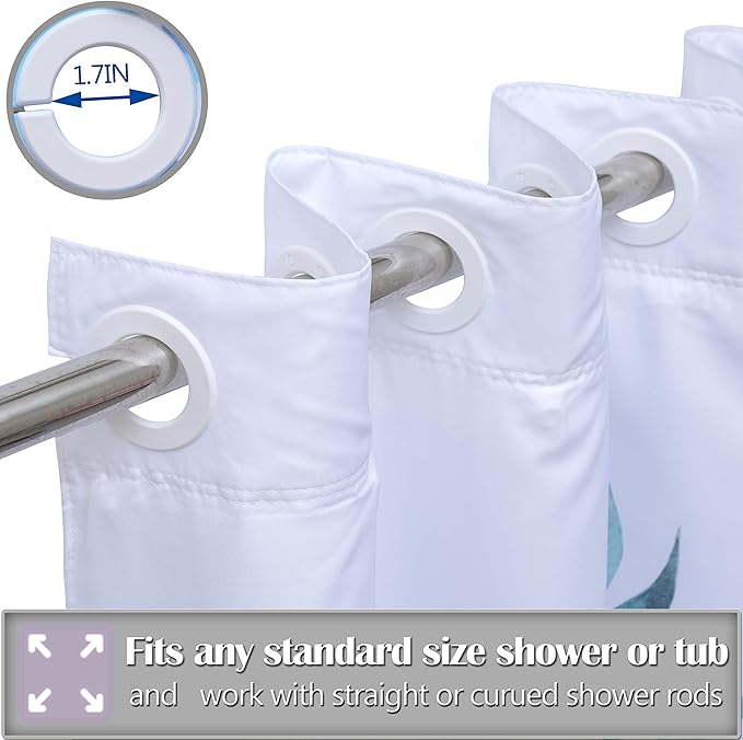 Conbo Mio No Hook Shower Curtain with Snap in Liner Set, Hotel Luxury Shower Curtains for Bathroom with See Through Top Window, Waterproof, Washable 71W x 74H Leaf