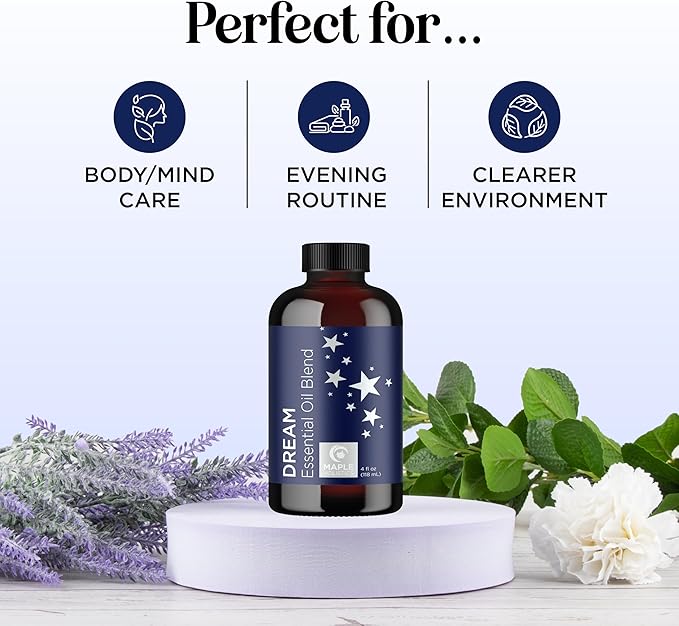 Sleep Essential Oil Blend for Diffuser - Dream Essential Oil for Diffusers Aromatherapy and Wellness with Ylang-Ylang Clary Sage Roman Chamomile and Lavender Essential Oil for Nighttime Support 4oz