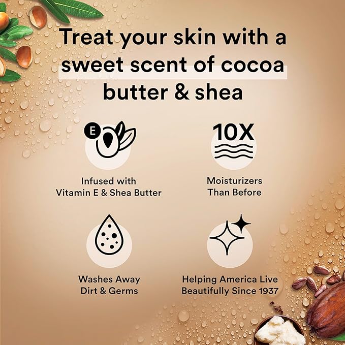 Suave Moisturizing Body Wash, Cocoa Butter and Shea with Vitamin E Extract, No Parabens, No Phtahaltes, 18 Oz Pack of 6