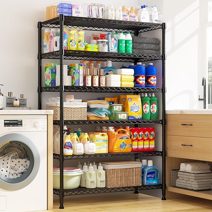REIBII 71" H Metal Shelves 6 Tier Storage Shelves 1200LBS Adjustable Shelving Units and Wire Shelving Unit Storage Rack Shelf Metal Shelving, 71" H x 29" W x 14" D