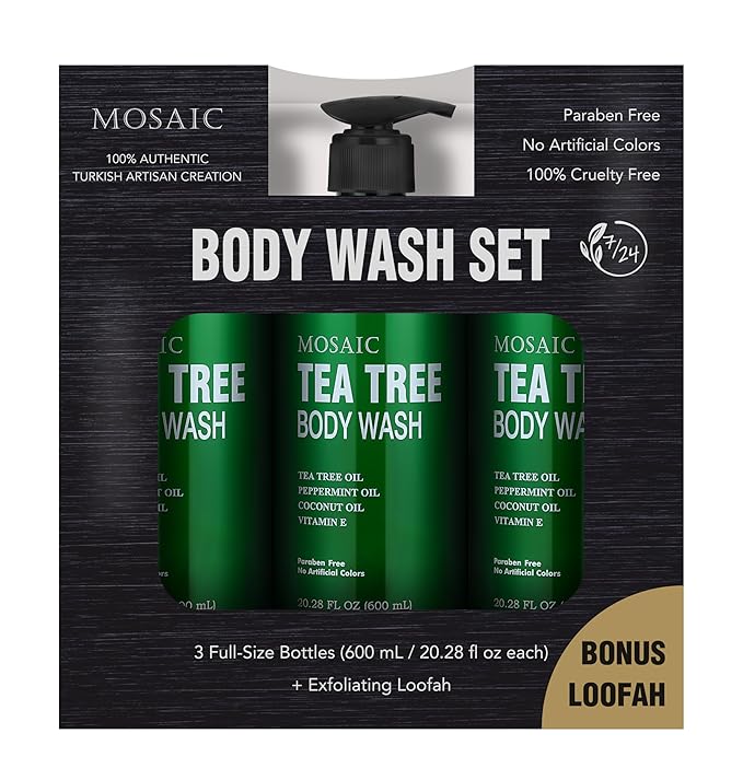 AnatoliaDaphne Tea Tree Body Wash and Shower Gel with Vitamin E for Jock Itch, Eczema, Ringworm, Body Odor, Body Wash Women & Men with Added Body Oils,LARGE 20.2 FL Oz Bottle (Tea Tree, Pack of 3)