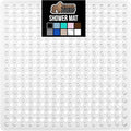 GORILLA GRIP Patented Square Shower Stall Mat, Small Bathtub Floor Mats for Stand Up Showers with Suction Cups and Drainage Holes, Machine Wash, Soft on Feet, Bathroom Accessories 21x21 Inch, Clear