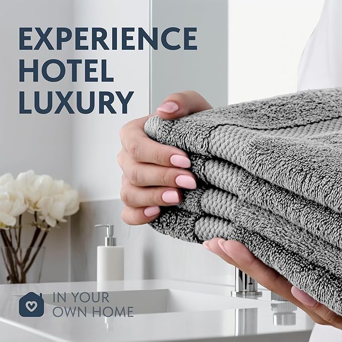 White Classic Luxury Dolphin Gray Hand Towels - Soft 100% Turkish Cotton | Highly Absorbent Hotel spa Bathroom Towel Collection | 16x30 Inch | Set of 6