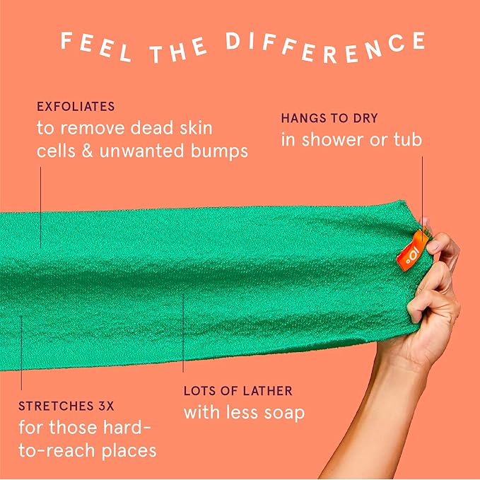 Cleanlogic Body Exfoliating Cloth, Stretchy Exfoliator Bath and Shower Washcloths for Smooth and Softer Skin, Reusable Daily Skincare Tool, Assorted Colors, 3 Count Value Pack