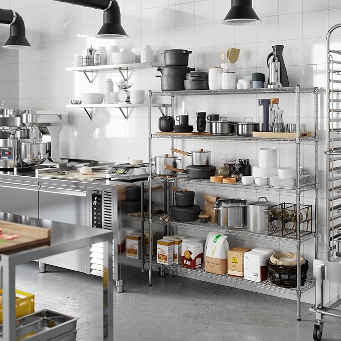 14" Deep x 54" Wide x 64" Height Wire Shelving Kit | 5-Tier | NSF Commercial Storage Rack Unit
