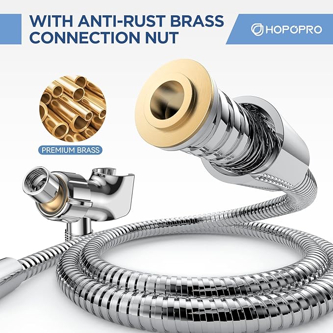 6-Mode High Pressure Handheld Shower Head Set, Consumer Reports Recommended HOPOPRO High Flow Hand Held Showerhead with 59 Inch Hose Bracket Teflon Tape Rubber Washers