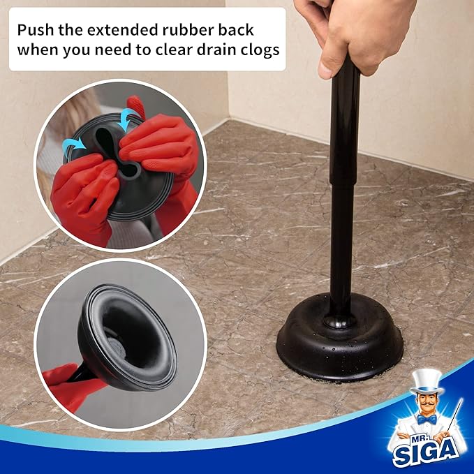 MR.SIGA Toilet Plunger with Holder, Heavy Duty Toilet Plunger and Holder Combo for Bathroom Cleaning, Black