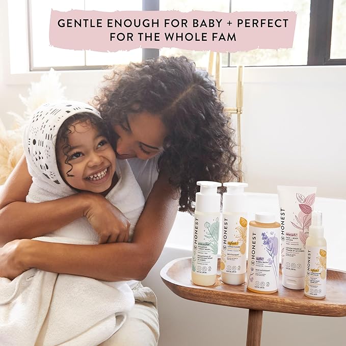 The Honest Company 2-in-1 Cleansing Shampoo and Body Wash Face Lotion Bundle Gentle for Baby Naturally Derived Sweet Almond Nourish 18.5 fl oz