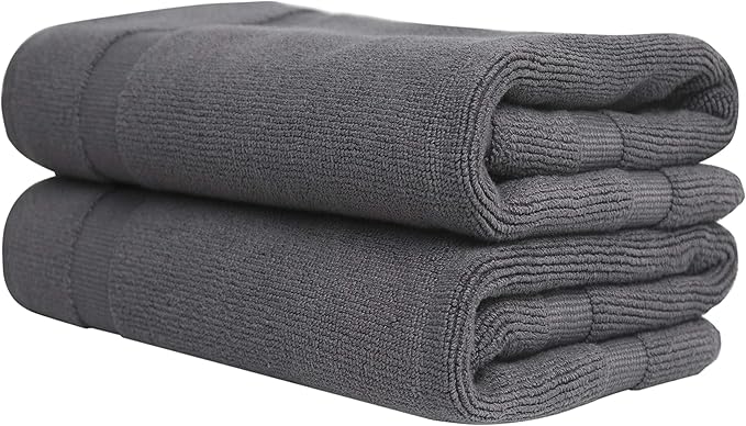 Bumble Towels Bliss Luxury 2 Pack Banded Bath Mats - 22" x 34" - Premium Quality Bath Mat Set - 1000 GSM - Soft Combed Cotton, Absorbent (Slate)