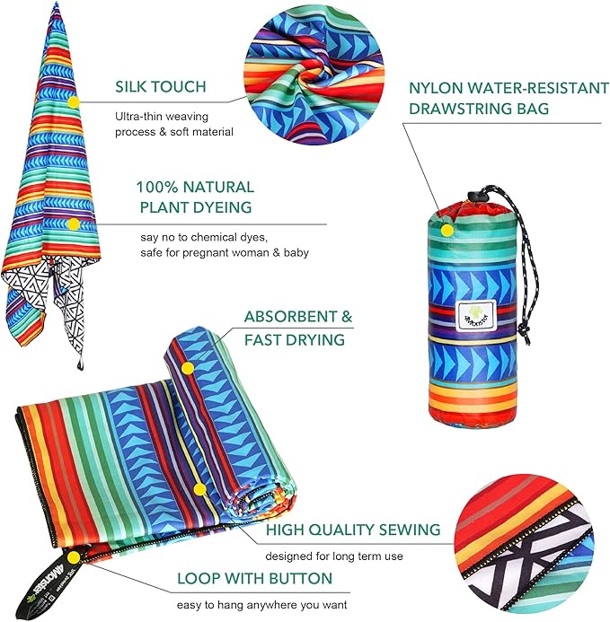 4Monster Microfiber Beach Towel Quick Dry,Super Absorbent Lightweight Travel Towel for Swimmers, Sand Free Camping Towel, Beach Towels for Pool,Swim,Water Sports,Yoga
