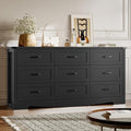 9-Drawer Dresser for Bedroom, Modern Wooden Chest of Drawers with Metal Handles, Anti-Tipping Design, Sturdy and Stable Storage Organizer for Living Room, Entryway, Home Office
