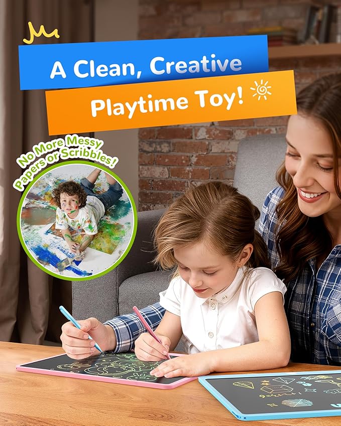 KOKODI LCD Writing Tablet, 16 Inch Colorful Toddler Doodle Board Drawing Tablet, Erasable Reusable Electronic Drawing Pads, Educational and Learning Toy for 3-6 Years Old Boy and Girls