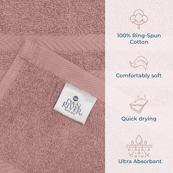 DAN RIVER 2 Pack Luxury Bath Sheets 35x70, 600 GSM, Soft & Quick Dry 100% Ring Spun Cotton Towels Ideal for Hotels, Spas, Gyms & Salons Extra Large, Dusty Pink