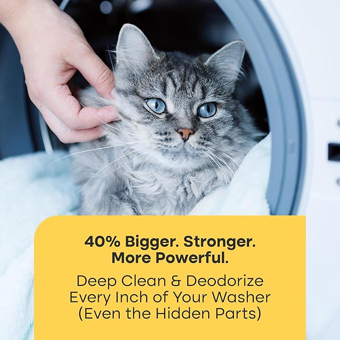 Washing Machine Cleaner Tablets Ultra – 40% Stronger Formula: Designed for Pet Owners, Removes Residue, Grime & Odors, Compatible with HE, Top & Front Load, 24 Pack – 12 Month Supply