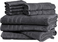 Mosobam Luxury Turkish 10pc XL Deluxe Bath Bundle Body Hand Face Towel and Mat Charcoal Gray (Dark Grey) 700 GSM & 1000 GSM Bamboo Viscose & Aegean Turkish Combed Cotton