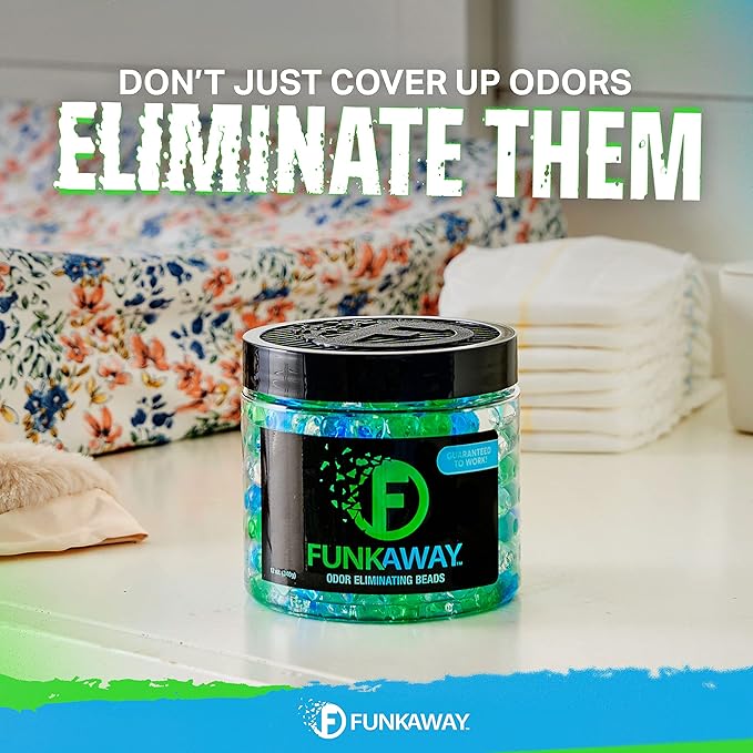 FunkAway Supercharged Odor Absorbing Beads, 12 oz., Eliminate Smoke, Pet and Bathroom Odors for Long-Lasting Results (Pack of 2)