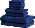 Mosobam Luxury Turkish 8pc Towel Set 30X58 16X30 13X13 Navy Blue 700 GSM Bamboo Viscose & Aegean Turkish Combed Cotton