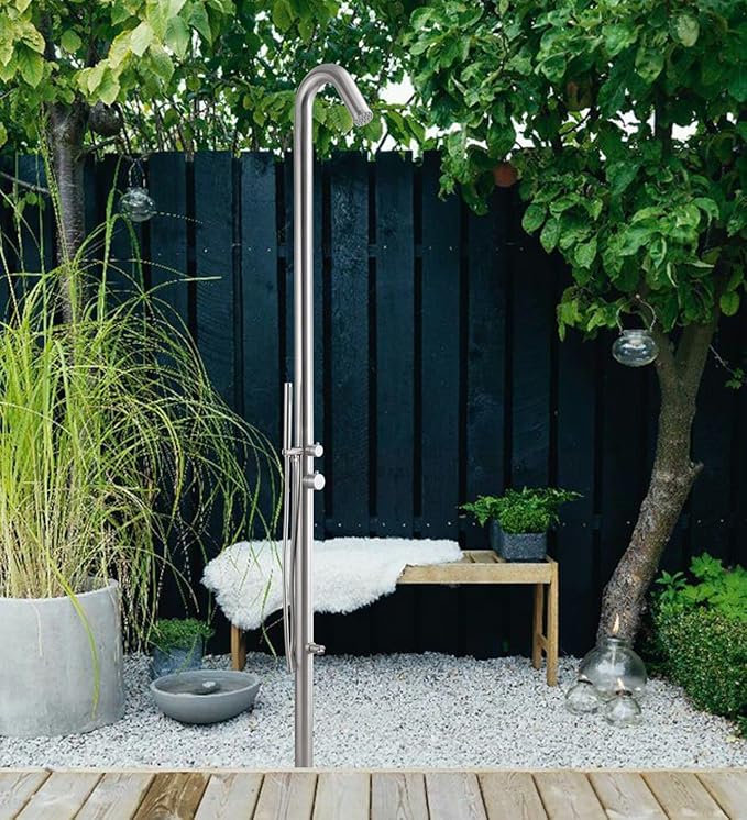 Wayime 91" Separable&Composable Free-Standing Brushed Stainless Steel 304 Spary Outdoor Shower with DOE Certificate