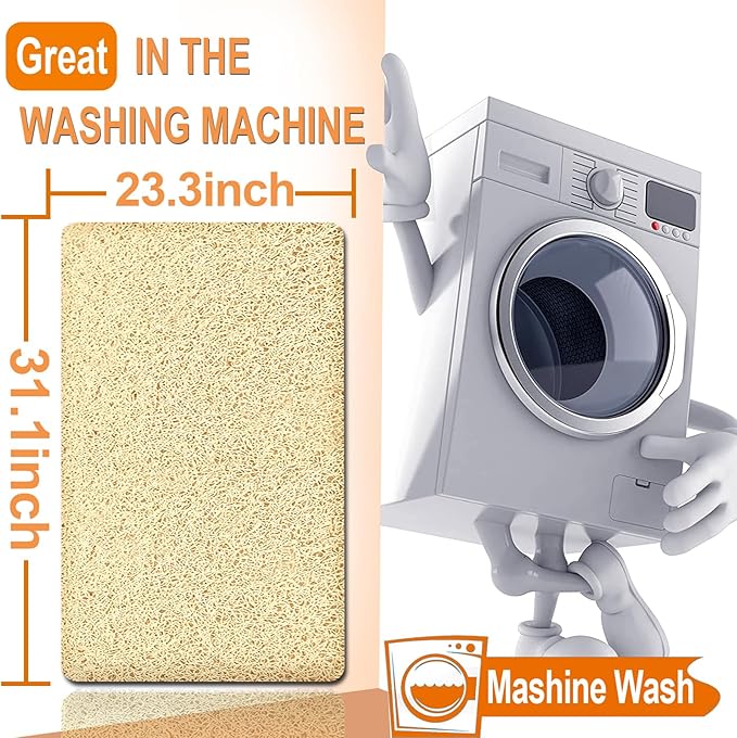Shower Mats Non Slip for Elderly, 24x32’’Lager Loofah Bath Mats for Shower, Non-Slip Bath Mat for Elderly-Beige