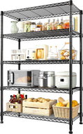 REIBII Storage Shelves, 5-Tire Wire Shelving Load 1000LBS Metal Shelves for Storage Adjustable Garage Shelving Unit Wire Shelf Rack Kitchen Storage Rack Pantry Shelves 31.5''W x 15.7'' D x 71''H