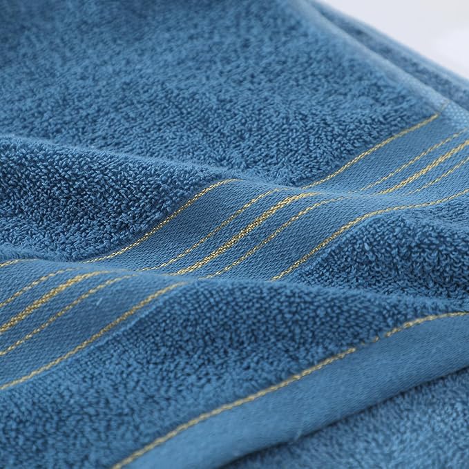 2 Pack Hand Towels for Bathroom - 100% Cotton Decorative Soft & Highly Absorbent Towel Set for Face, Spa, Gym, Kitchen, Hotel, 13x30 Inch (Blue - 2 Pack)