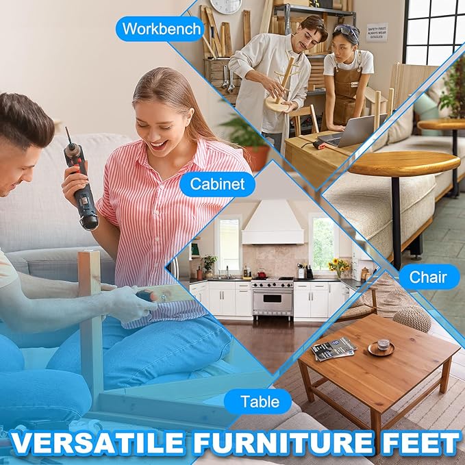 PATIKIL Furniture Leveling Feet 2" Dia Base M10 Thread, 4 Pcs Carbon Steel Adjustable Threaded Furniture Leveler Screw on Leg Levelers with Pads for Desk Chair Cabinet, Black