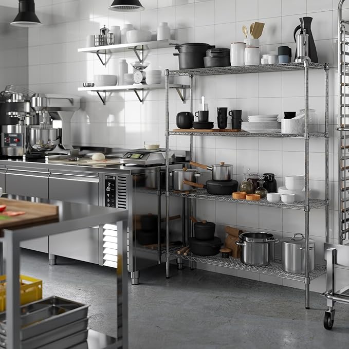 14" Deep x 48" Wide x 64" Height Wire Shelving Kit | 4-Tier | NSF Commercial Storage Rack Unit
