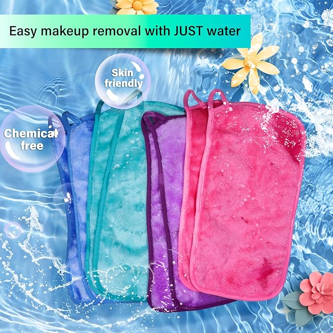 Nugilla Makeup Remover Cloths, 8 Packs Makeup Remover Towels Reusable Face Wash Cloth, Soft Microfiber Face Cloth for Women