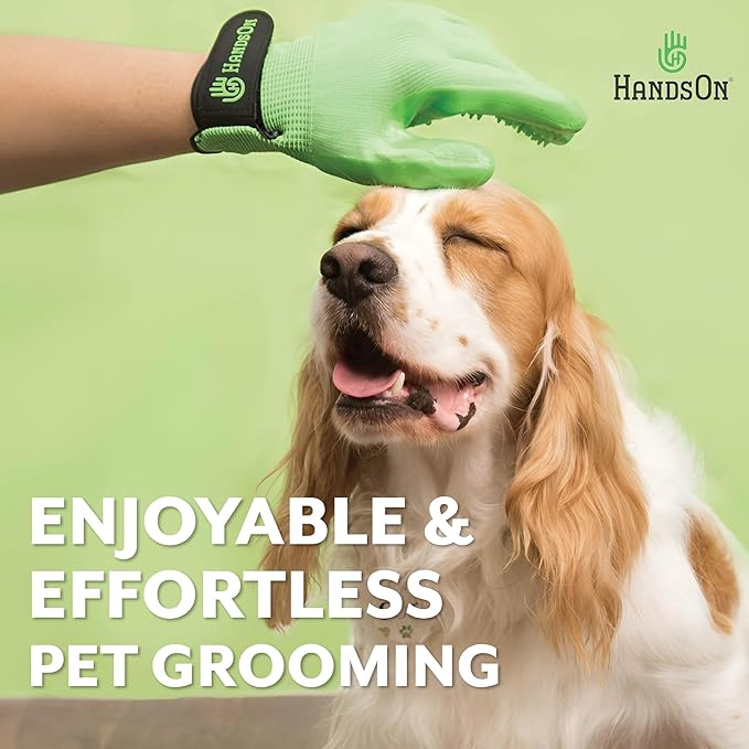 H HANDSON Pet Grooming Gloves - Patented #1 Ranked, Award Winning Shedding, Bathing, & Hair Remover Gloves - Gentle Brush for Cats, Dogs, and Horses (Purple, Medium)