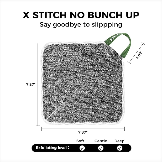 ZOMCHI 2 Count Wash Cloths, Exfoliating Washcloth with Dual Texture for Face and Body, Exfoliating Wash Cloth for Showering (Deep and Gentle)