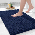 Yimobra Bathroom Rugs Non Slip Washable - Ultra Soft Absorbent Chenille Bath Mat, Quick Dry Shaggy Floor Carpet for Tub Shower, Navy Blue Home Decor Accessories, 24x17 Inch