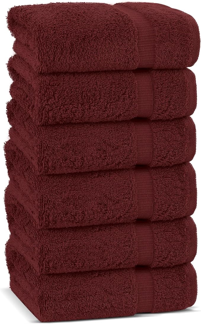 Chakir Turkish Linens | Hotel & Spa Quality 100% Cotton Premium Turkish Towels | Soft & Absorbent (6-Piece Hand Towels, Cranberry)