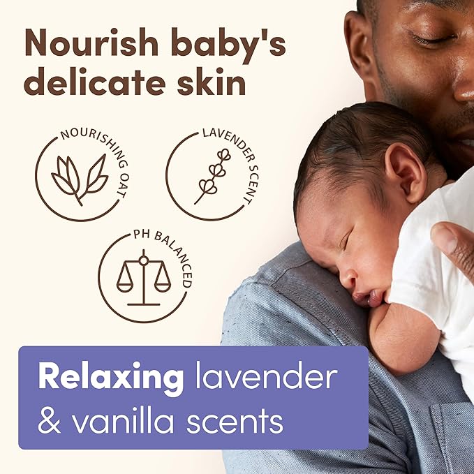 Aveeno Baby Calming Comfort Moisturizing Body Lotion with Relaxing Lavender & Vanilla Scents, Non-Greasy Baby Lotion, Nourishing Prebiotic Oatmeal, Paraben- & Phthalate-Free, 18 fl. oz