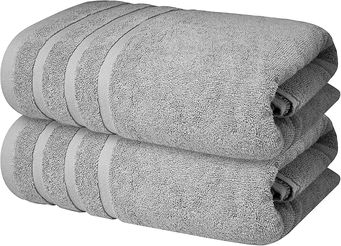 Infinitee Xclusives 100% Cotton Luxury Bath Towels Set of 2 (27x54 Inches) (Charming Grey, Bath Towels - Pack 2)