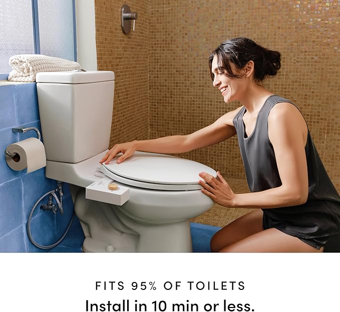 TUSHY Classic 3.0 Bidet Toilet Seat Attachment - A Non-Electric Self Cleaning Water Sprayer with Adjustable Water Pressure Nozzle, Angle Control & Easy Home Installation (White/Gunmetal)