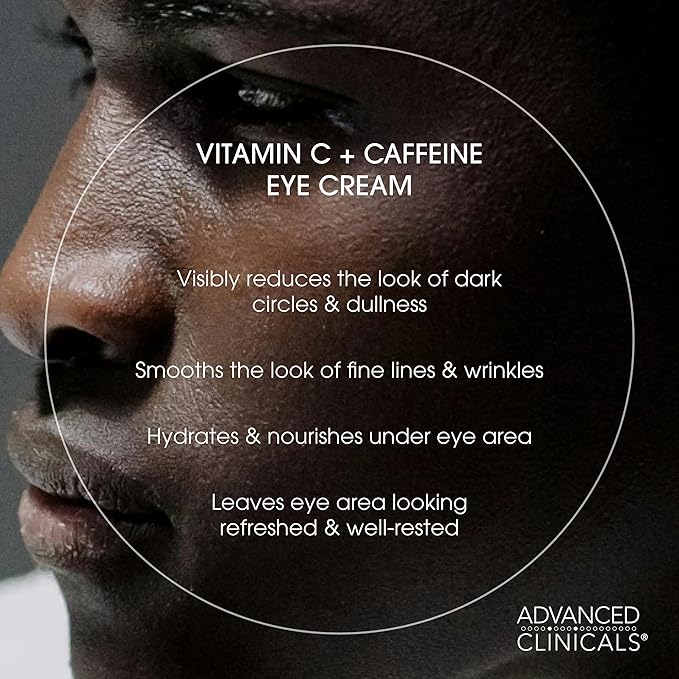 Advanced Clinicals Brightening Vitamin C Body Cream Lotion + Vitamin C & Caffeine Eye Cream Face Moisturizer Skin Care Set For Women, Men, & Dark Spots, 2pc Bundle