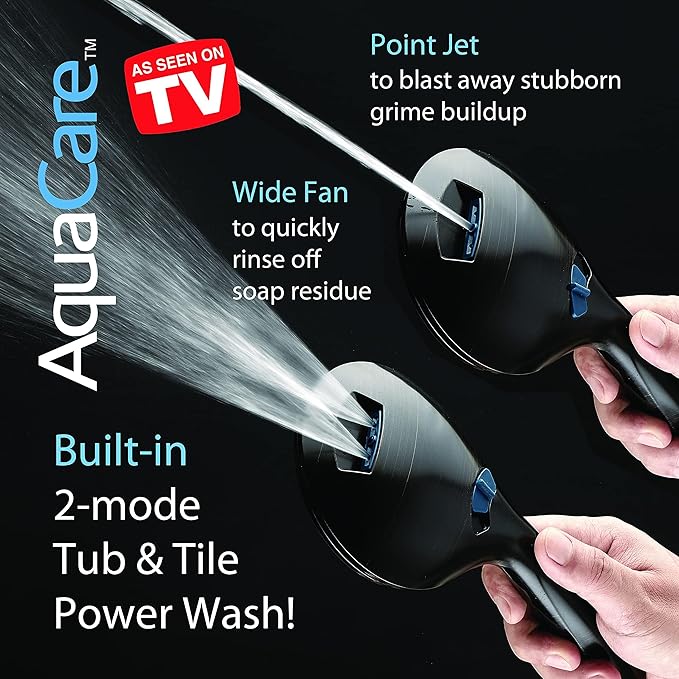 Hotel Spa AquaCare for California As-Seen-On-TV High Pressure Handheld Rain 50-mode 3-way Shower Head Combo, Anti-clog Jets, 2-mode Tub & Pet Power Wash, Wall Bracket, 6 ft. Hose, Rubbed Bronze
