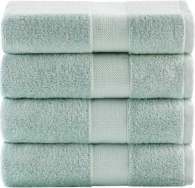 Comfort Spaces Turkish Bath Towel Set of 4 Piece 27x54 Medium 100% Cotton Towels Highly Absorbent Soft Quick Dry Shower for Bathroom Spa Seafoam Green