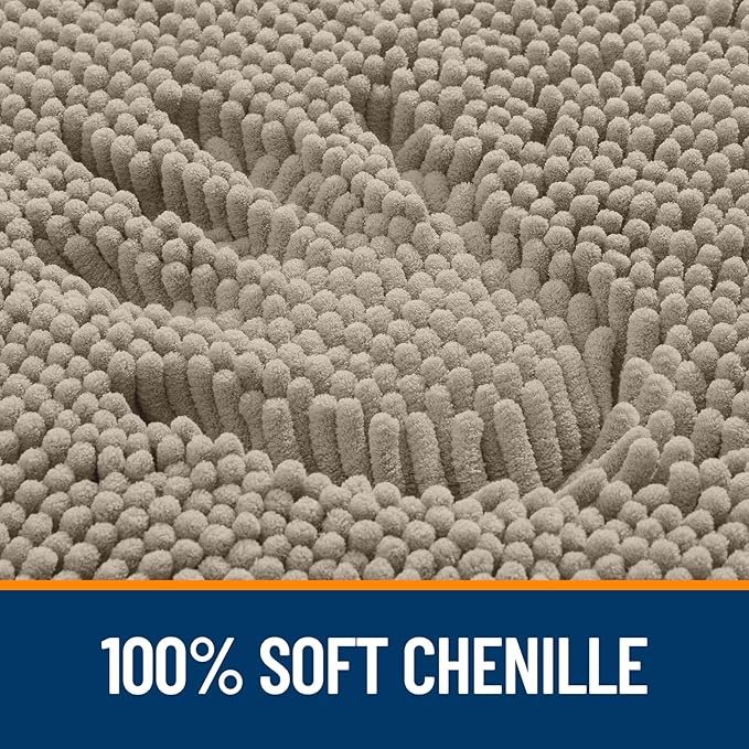 OLANLY Bathroom Rugs 36x24, Extra Soft Absorbent Chenille Bath Rugs, Rubber Backing Quick Dry, Machine Washable Bath Mats for Bathroom Floor, Tub and Shower, Home Decor Accessories, Warm Taupe