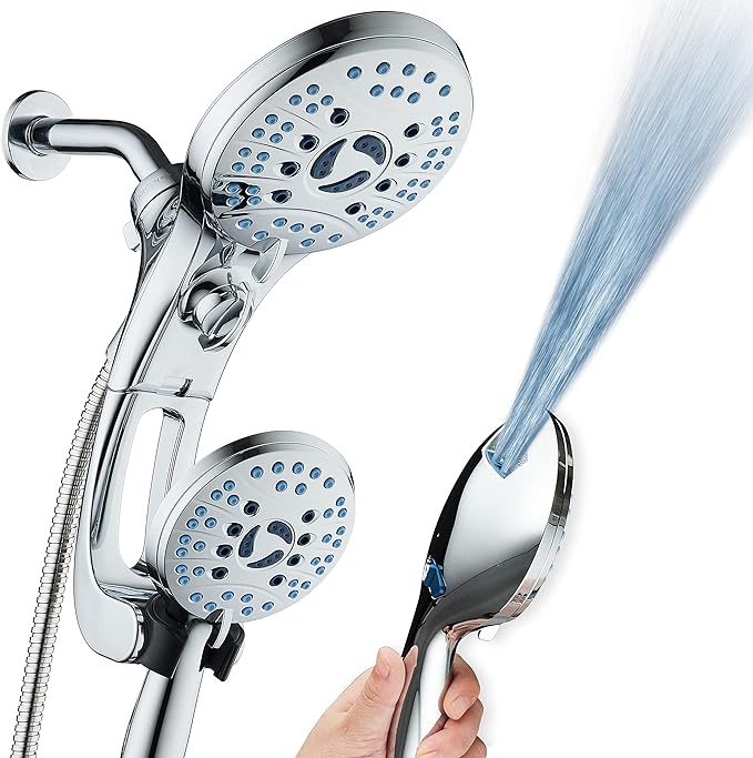 Hotel Spa AquaCare for California As-Seen-On-TV High Pressure Handheld Rain 50-mode 3-way Shower Head Combo with Adjustable Arm, Anti-clog Jets, Tub & Pet Power Wash, 6 ft. Stainless Steel Hose