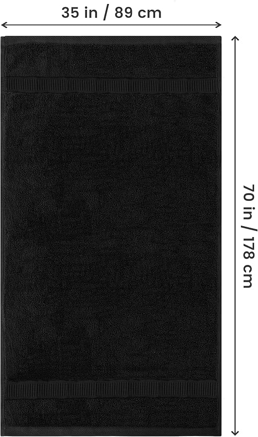 Utopia Towels - Luxurious Jumbo Bath Sheet 2 Piece - 600 GSM (35X70 Inches) 100% Ring Spun Cotton - Highly Absorbent and Quick Dry Extra Large Bath Towel - Super Soft Hotel Quality Towel (Black)