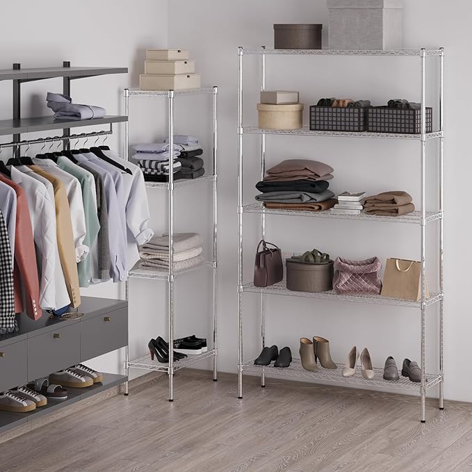 14" Deep x 48" Wide x 86" Height Wire Shelving Kit | 5-Tier | NSF Commercial Storage Rack Unit