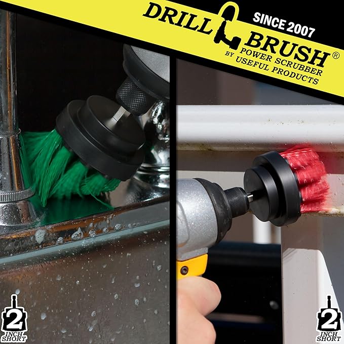 Kitchen Accessories - Pot Cleaner - Rice Cooker - Scrubber - Drill Brush - 2-inch Round Spin Brush Set - Grout Cleaner - Hard Water, Mineral, Calcium, Soap Scum - Rust Remover - Bird Bath - Cleaner
