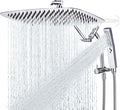 G-Promise All Metal 16 Inch Shower Head with Massage Mode Handheld, Rain Shower Head with Handheld Spray Combo, 3-Way Diverter with Pause Setting, 12 Inch Adjustable Extension Arm (Chrome)
