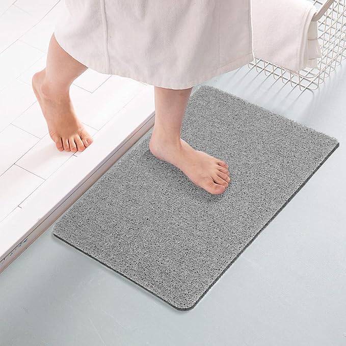 Joyhalo Bathtub Mat Non Slip, Bath Mat for Tub, Shower Mats for Inside Shower, 17x24 Inch, PVC Loofah Bathroom Mats for Wet Areas, Quick Drying, Grey
