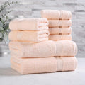 Superior Egyptian Cotton 8-Piece Towel Set, Assorted Towels for Home Bathroom, Guest Bath Decor Essentials, Includes 2 Bath, 4 Hand, 2 Face Towels/Washcloths, Quick Dry, Absorbent, Peach