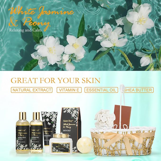 Spa Gift Basket Set for Woman, Bath and Body Gift Basket for Women Gifts Valentines Gifts Christmas Gifts for Women, Beautiful Teen Girl Birthday Gifts, Bath Kit Gift for Mothers Day