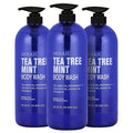 Tea Tree Body Wash with Mint & Shower Gel with Vitamin E for Jock Itch, Eczema, Ringworm, Body Odor, Body Wash Women & Men with Added Body Oils,LARGE 20.2 FL Oz Bottle (Tea Tree Mint, Pack of 3)
